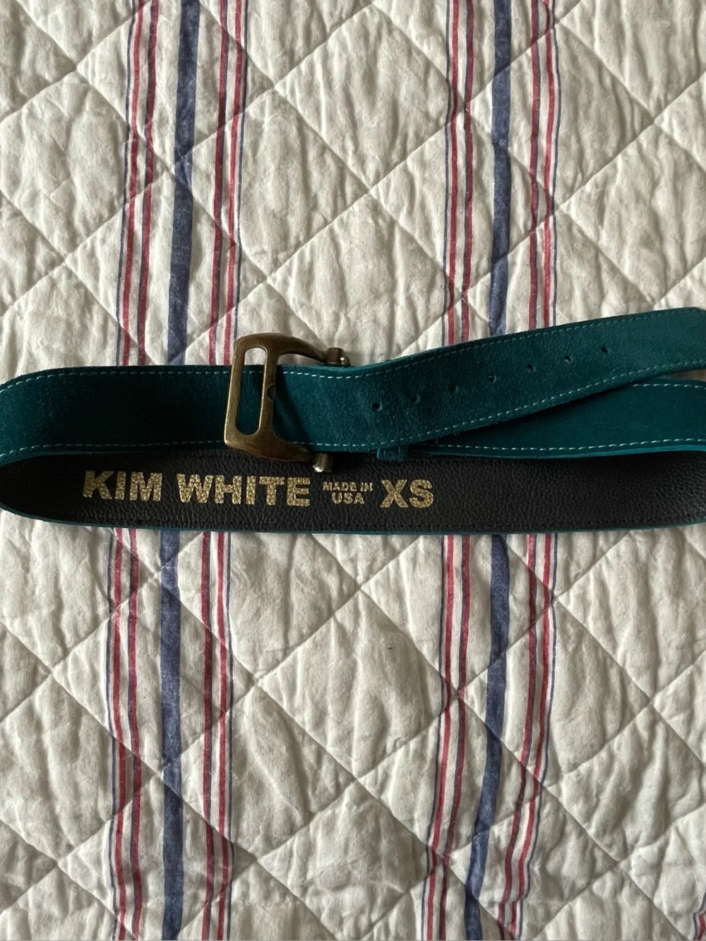 Blue suede Kim White Belt